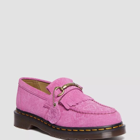 Dr. Martens Adrian Snaffle Repello Emboss Suede Kiltie Loafers Pink MENS SZ 10 - Picture 13 of 16